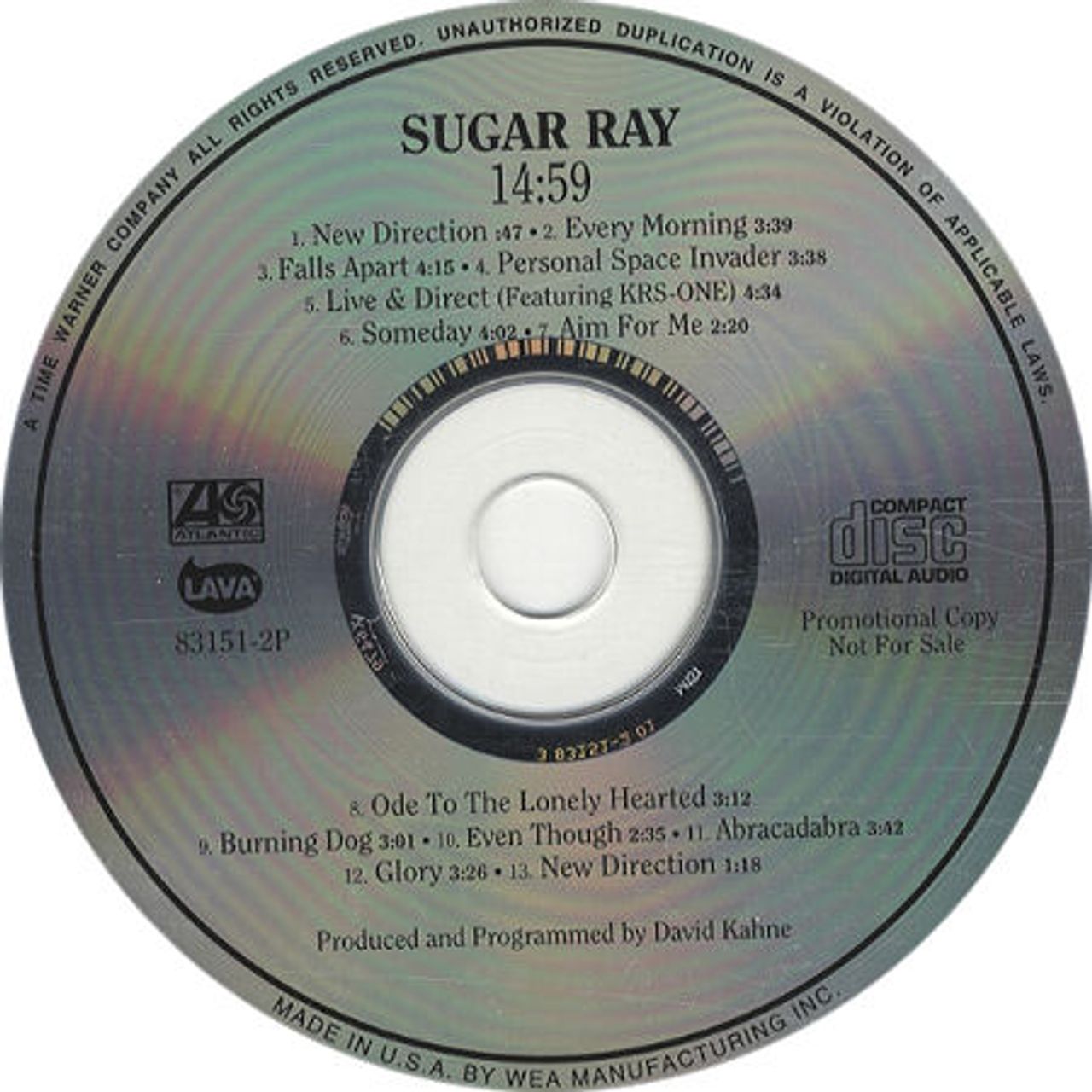 Sugar Ray 14:59 Fourteen... US Promo CD album —