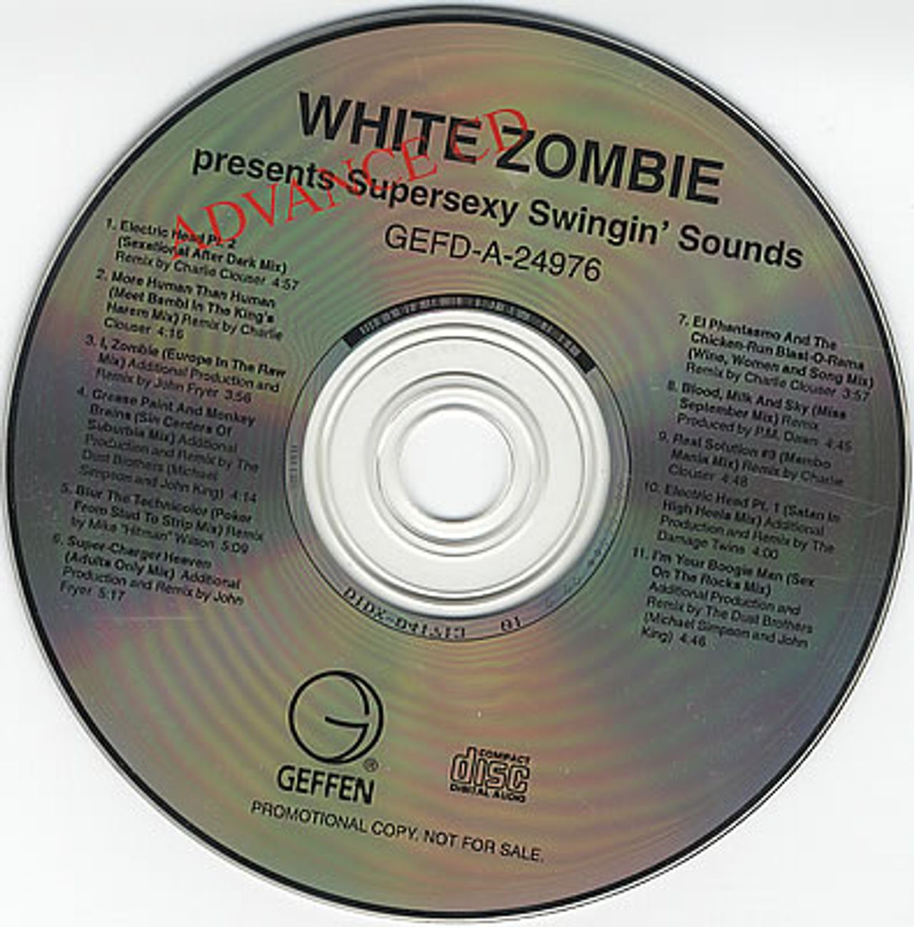 White Zombie Presents Supersexy Swingin' Sounds US Promo CD album — 