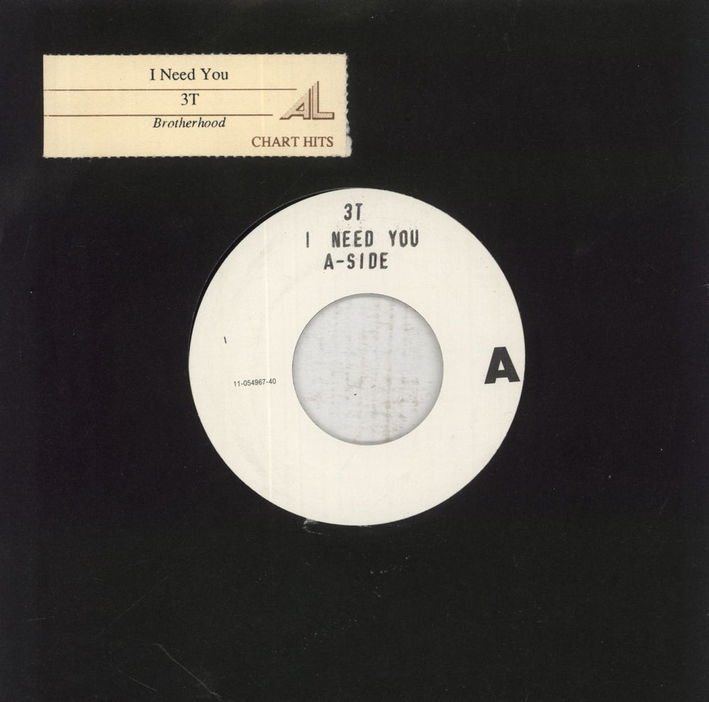 3T I Need You UK Promo 7" vinyl single (7 inch record / 45) 11-054967-40