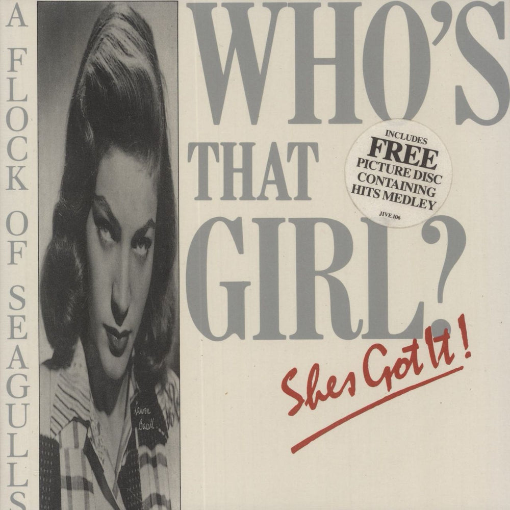A Flock Of Seagulls Who's That Girl + Picture Disc Pack - White Sleeve UK 7" vinyl single (7 inch record / 45) JIVE106