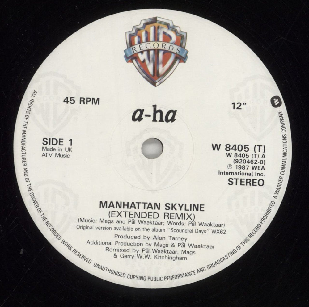 A-Ha Manhattan Skyline + Poster UK 12" vinyl single (12 inch record / Maxi-single) AHA12MA15915