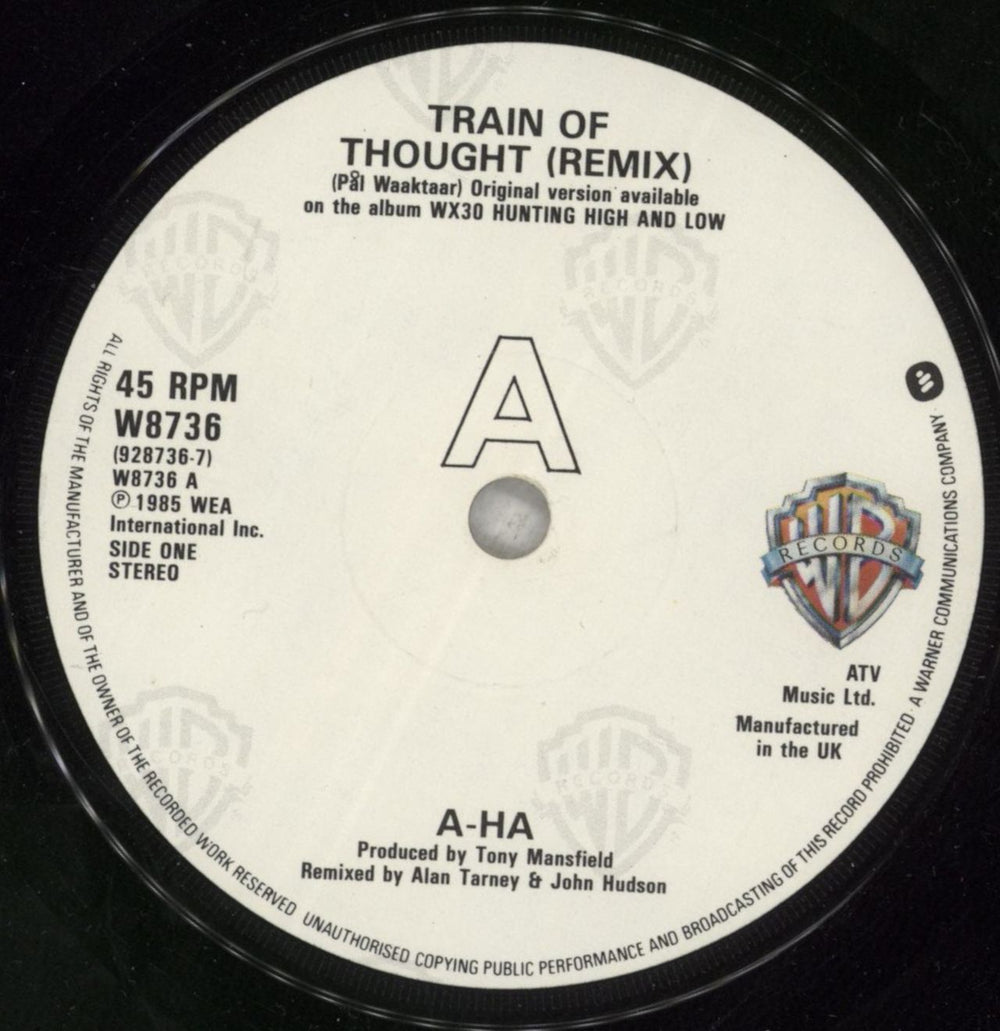 A-Ha Train Of Thought - Solid UK 7" vinyl single (7 inch record / 45) AHA07TR768952