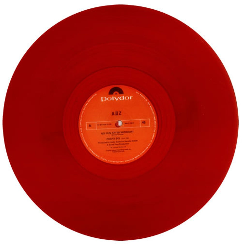 A II Z No Fun After Midnight - Red Vinyl UK 12" vinyl single (12 inch record / Maxi-single) A2Z12NO105298