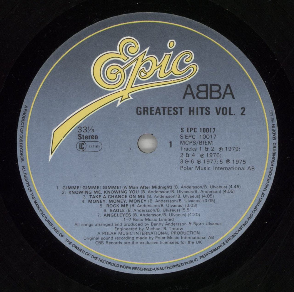 Abba Greatest Hits Vol. 2 Dutch vinyl LP album (LP record) ABBLPGR762686