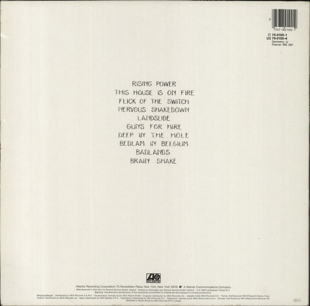 AC/DC Flick Of The Switch - EX German vinyl LP album (LP record) 075678010019