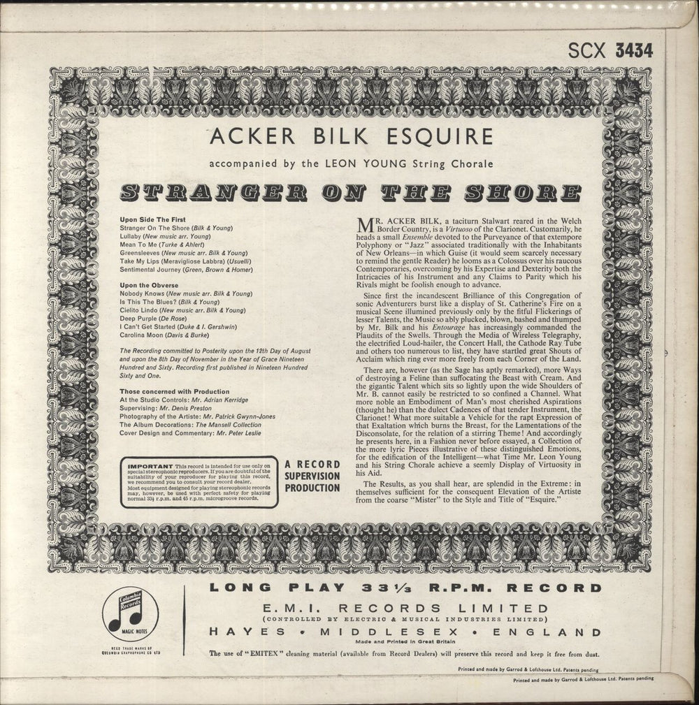 Acker Bilk Stranger On The Shore - Blue & Black Columbia UK vinyl LP album (LP record)