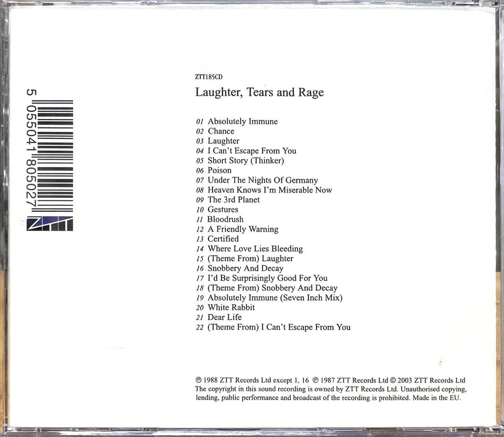 Act (Propaganda) Laughter Tears And Rage UK CD album (CDLP) 5055041805027