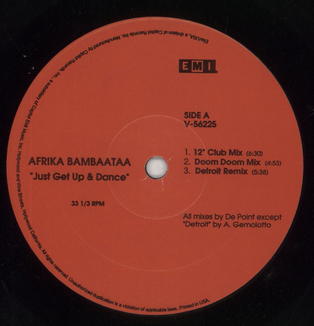 Afrika Bambaataa Just Get Up And Dance US 12" vinyl single (12 inch record / Maxi-single) AFR12JU856616