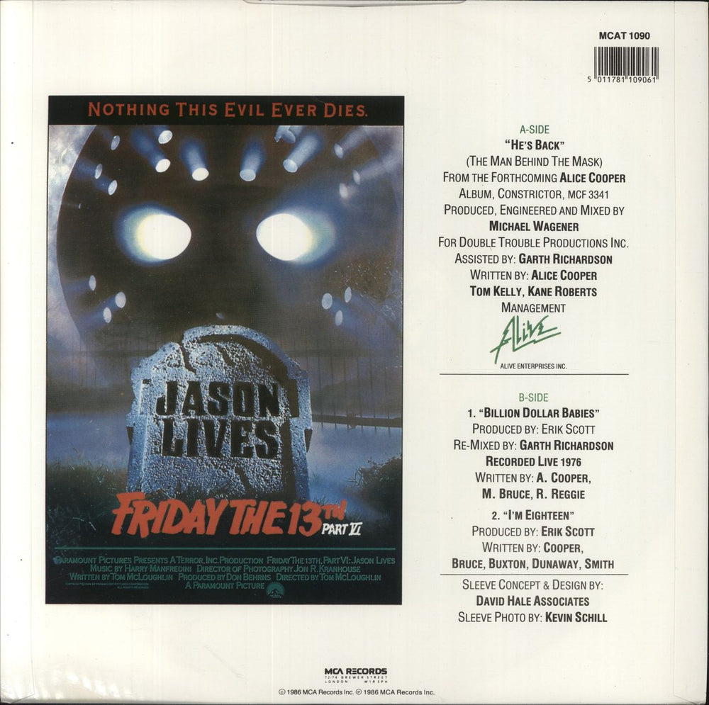 Alice Cooper He's Back [The Man Behind The Mask] UK 12" vinyl single (12 inch record / Maxi-single) 5011781109061