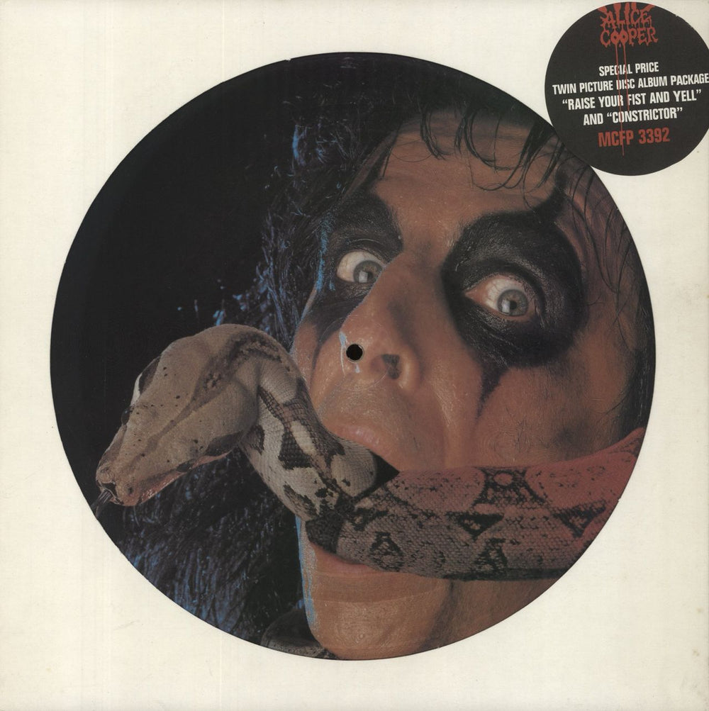 Alice Cooper Raise Your Fist And Yell + Constrictor UK picture disc LP (vinyl picture disc album) MCFP3392