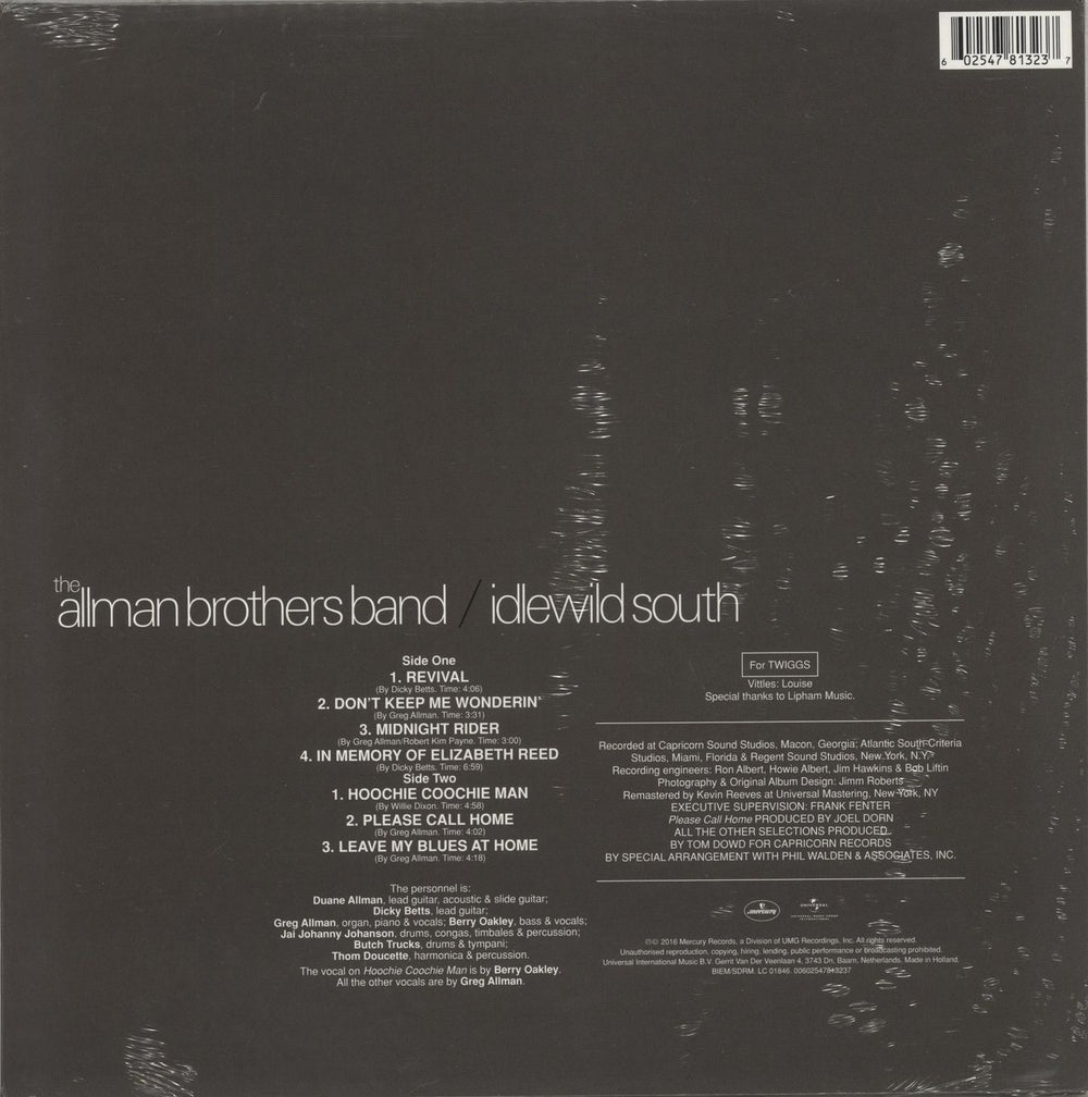Allman Brothers Band Idlewild South: Remastered - 180 Gram Vinyl - Sealed UK vinyl LP album (LP record) 602547813237