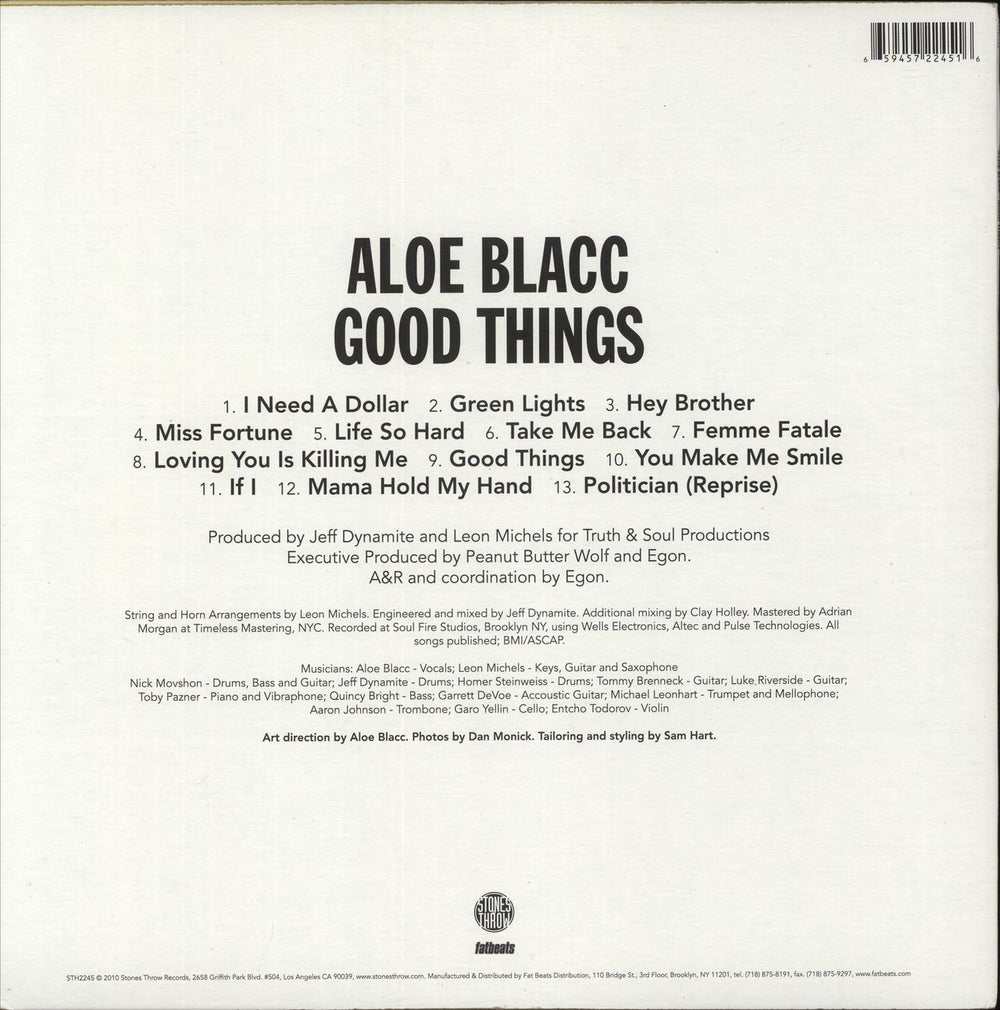 Aloe Blacc Good Things US 2-LP vinyl record set (Double LP Album) 659457224516