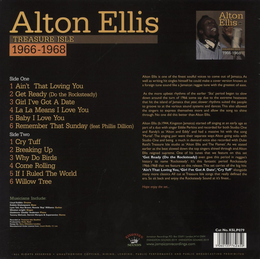 Alton Ellis Treasure Isle 1966-1968 UK vinyl LP album (LP record) 5060135762650