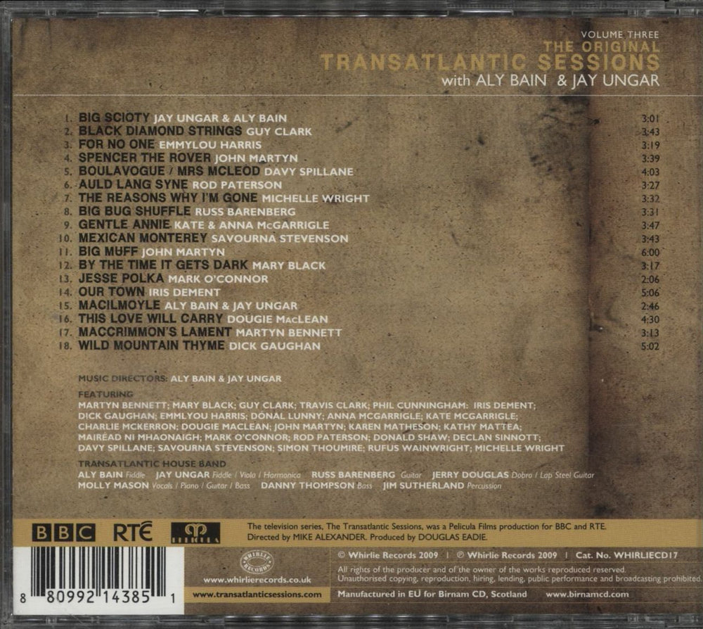 Aly Bain The Original Transatlantic Sessions Volume Three UK CD album (CDLP) 880992143851