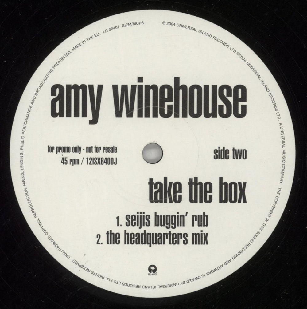 Amy Winehouse Take The Box European Promo 12" vinyl single (12 inch record / Maxi-single) AWE12TA274757