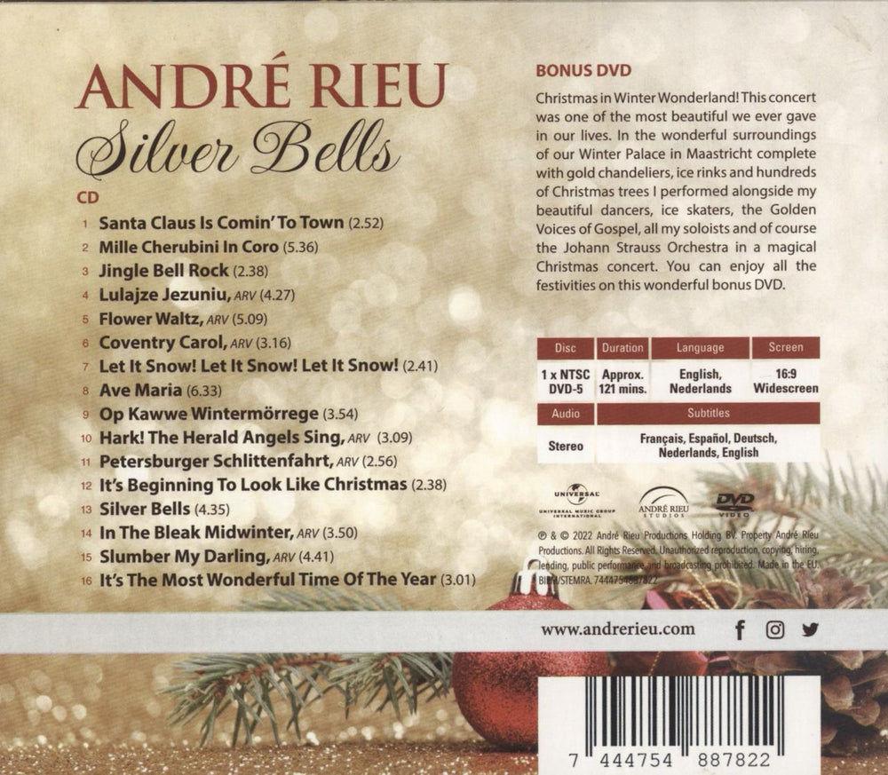 André Rieu Silver Bells German 2-disc CD/DVD set 7444754887822