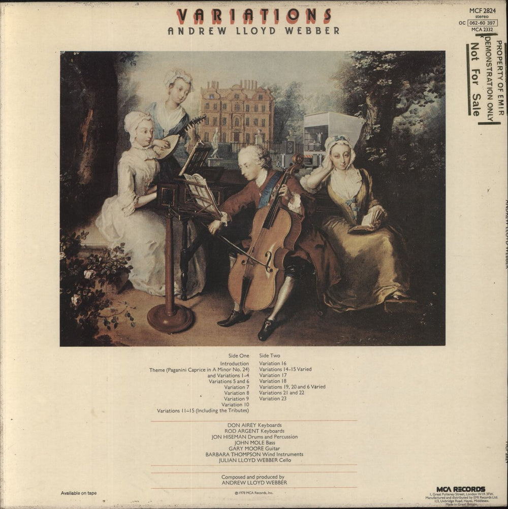 Andrew Lloyd Webber Variations - 1st - Gold Stamped Sleeve UK Promo vinyl LP album (LP record)