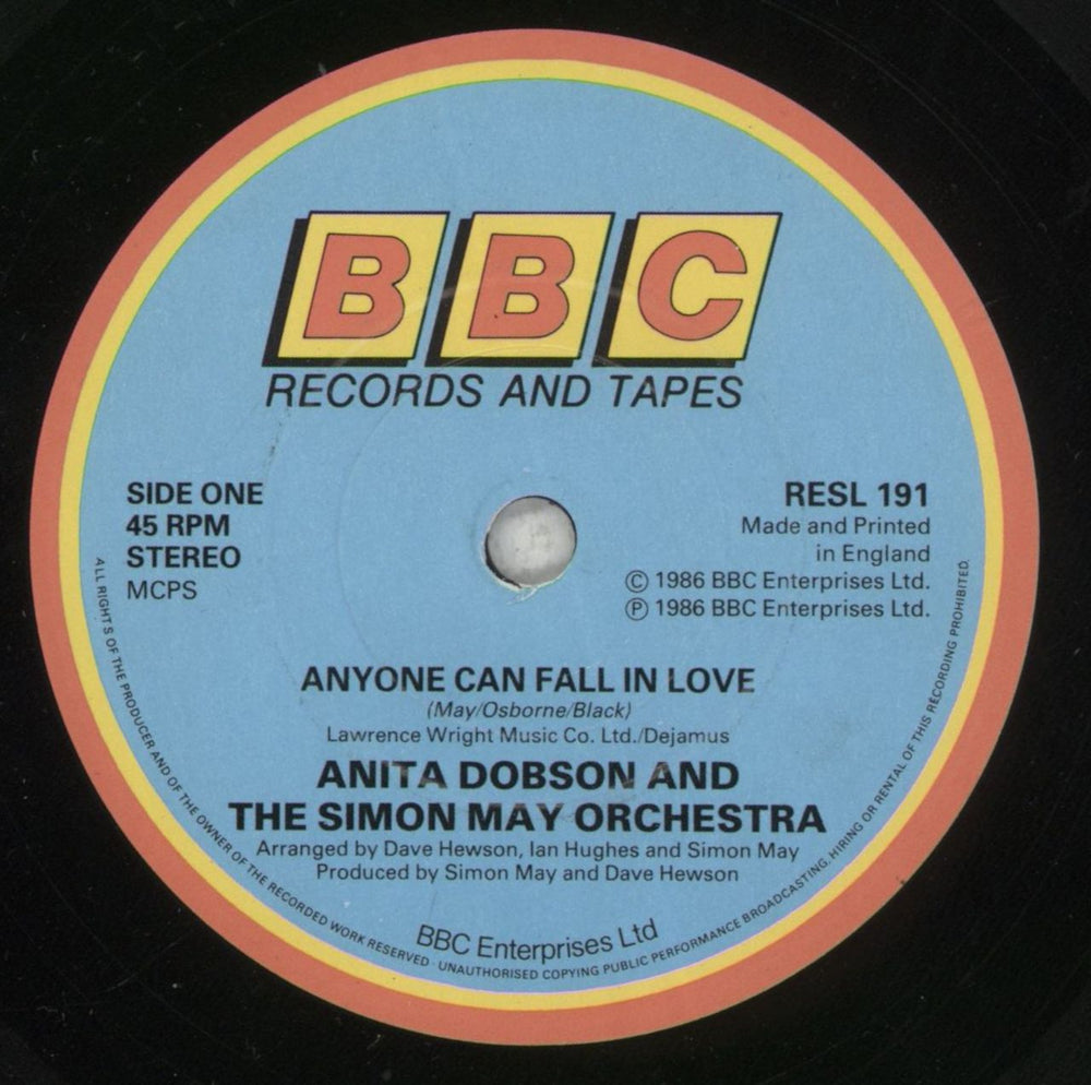 Anita Dobson Anyone Can Fall In Love UK 7" vinyl single (7 inch record / 45) ANI07AN70301