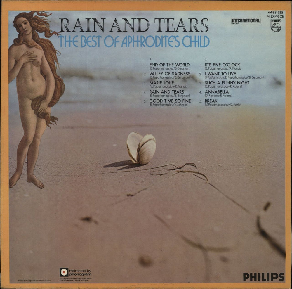 Aphrodite's Child Rain And Tears UK vinyl LP album (LP record)