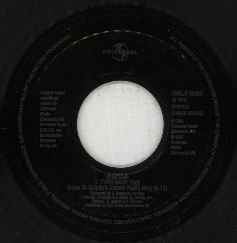 Aqua Turn Back Time UK 7" vinyl single (7 inch record / 45) AQU07TU855254