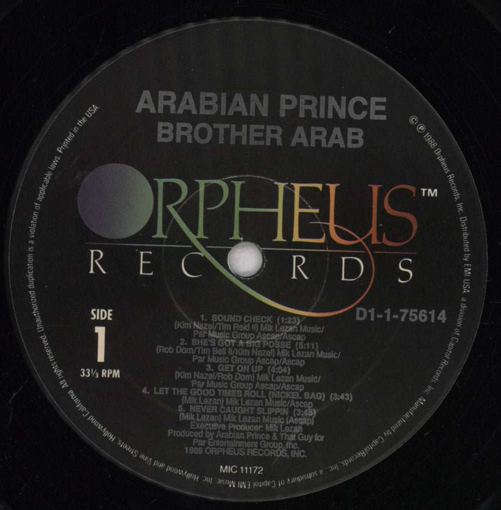 Arabian Prince Brother Arab US vinyl LP album (LP record) 7RILPBR841744