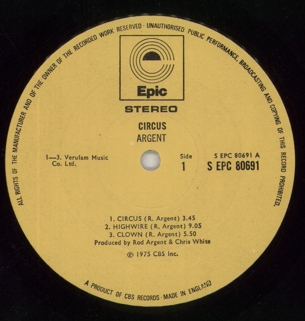 Argent Circus UK vinyl LP album (LP record) RGELPCI725468