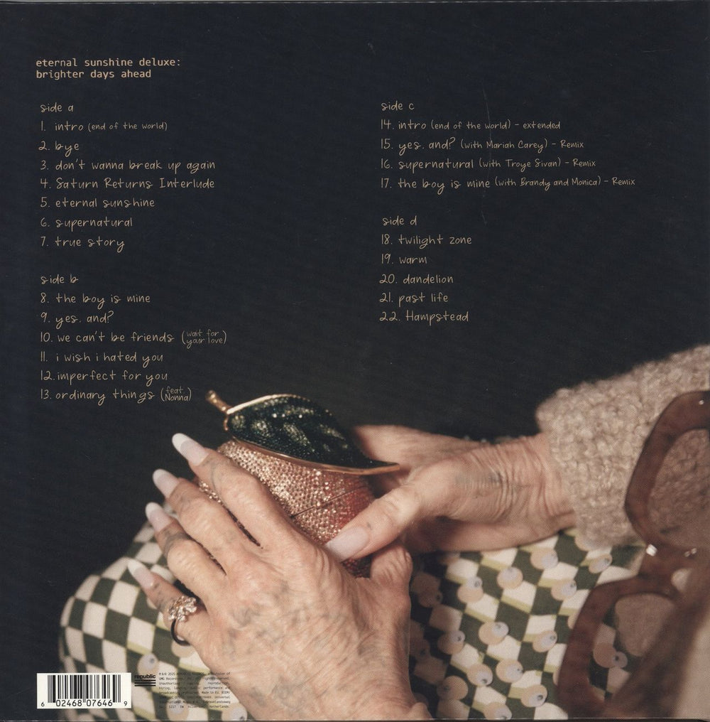 Ariana Grande Eternal Sunshine Deluxe: Brighter Days Ahead - Blue Marbled Vinyl UK 2-LP vinyl record set (Double LP Album) 602468076469