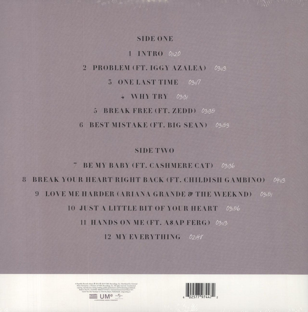 Ariana Grande My Everything - Clear & Lavender Split Vinyl - Sealed UK vinyl LP album (LP record) 602577974472