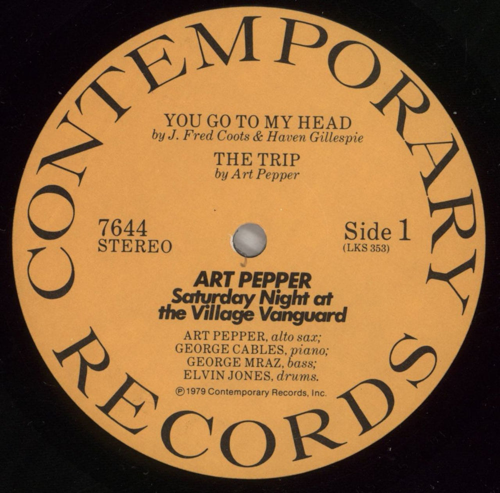 Art Pepper Saturday Night At The Village Vanguard US vinyl LP album (LP record) A/PLPSA684555