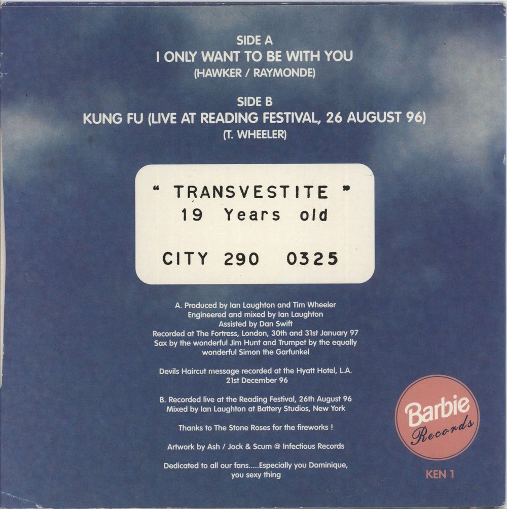 Ash I Only Want To Be With You (Barbie 7") - EX UK 7" vinyl single (7 inch record / 45)