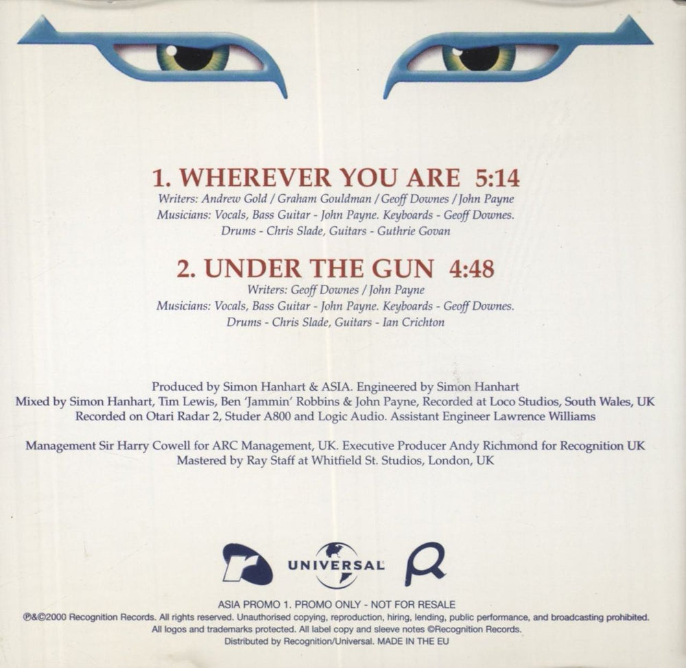 Asia Wherever You Are UK Promo CD single (CD5 / 5")