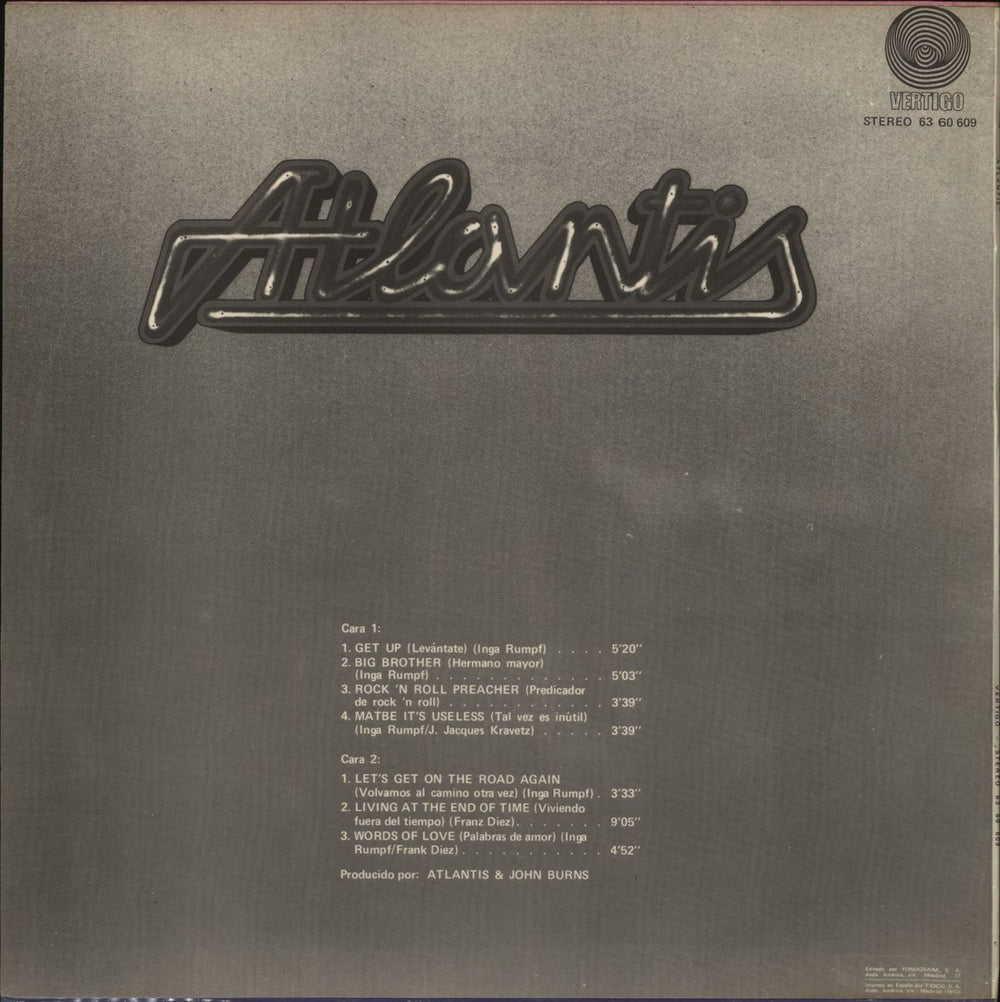 Atlantis Atlantis - Swirl Label Spanish vinyl LP album (LP record)