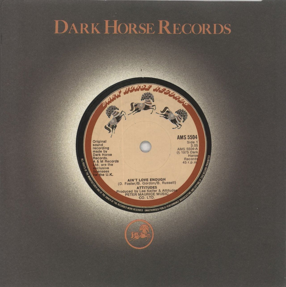 Attitudes Ain't Love Enough UK 7" vinyl single (7 inch record / 45) AMS5504