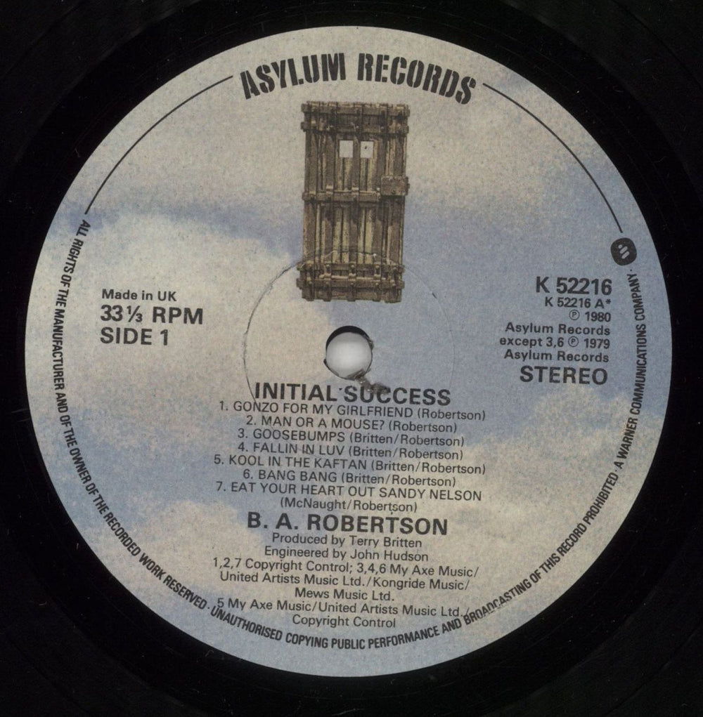 B. A. Robertson Initial Success UK vinyl LP album (LP record) BC8LPIN358659