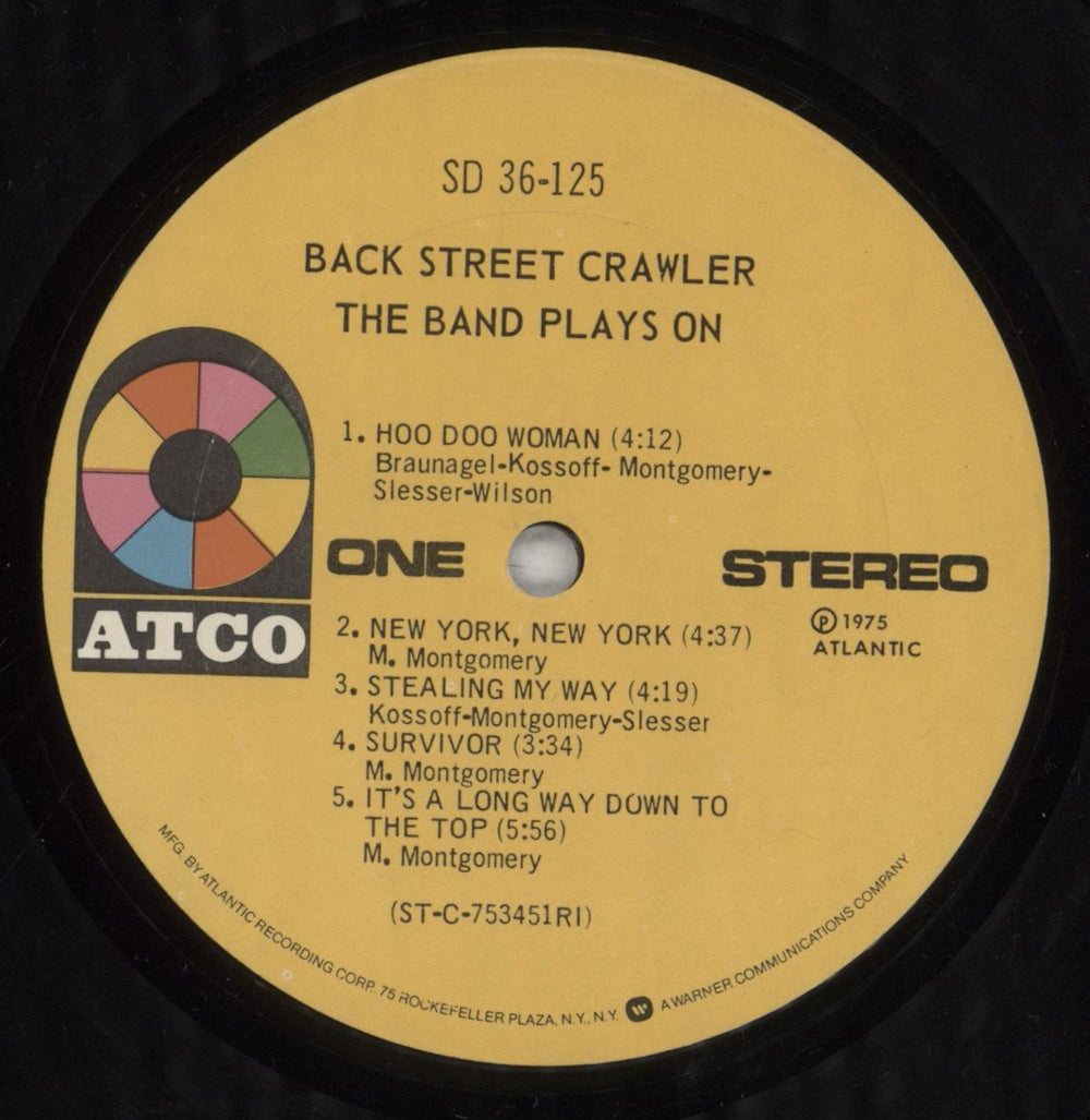 Back Street Crawler The Band Plays On US vinyl LP album (LP record) BCWLPTH392347