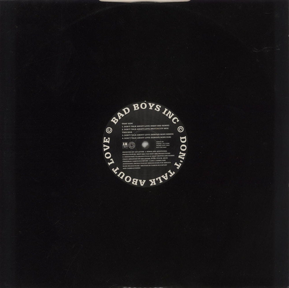 Bad Boys Inc Don't Talk About Love UK Promo 12" vinyl single (12 inch record / Maxi-single)