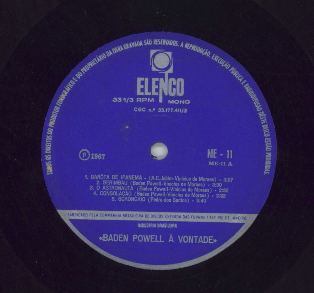 Baden Powell À Vontade Brazilian vinyl LP album (LP record) P46LPVO859580