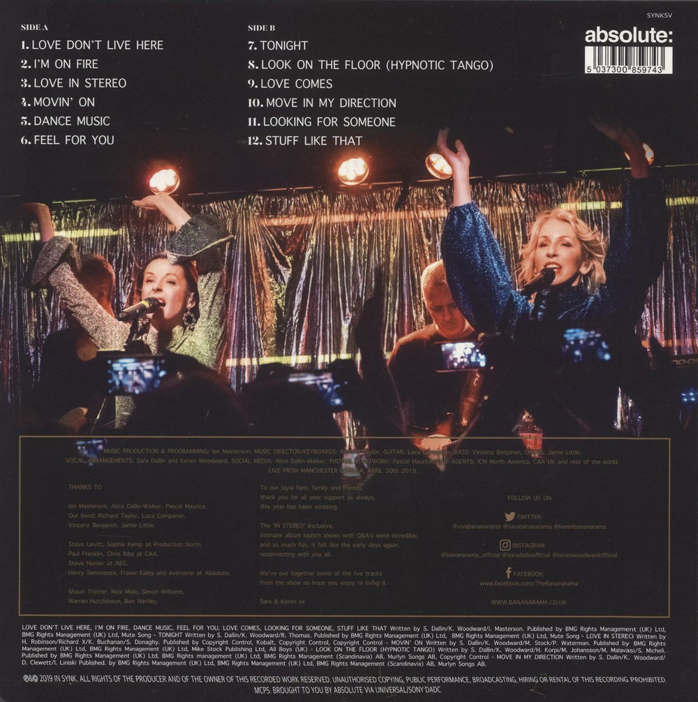 Bananarama Live In Stereo - White Vinyl - Autographed UK vinyl LP album (LP record) 5037300859743