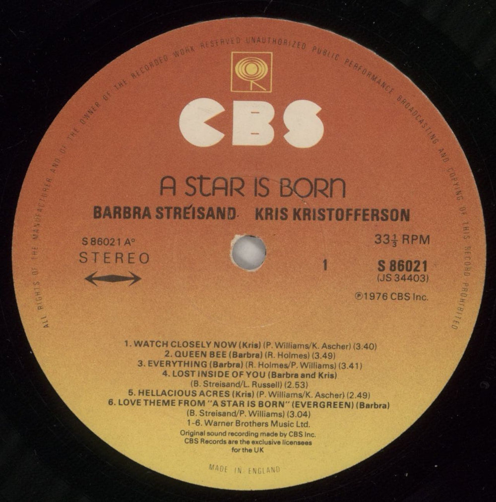 Barbra Streisand A Star Is Born - Hype Stickered UK vinyl LP album (LP record) BARLPAS679893