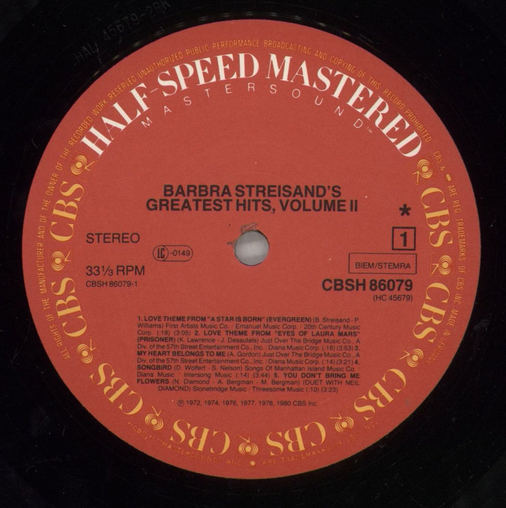 Barbra Streisand Greatest Hits Vol 2 - Half Speed Mastered German vinyl LP album (LP record) BARLPGR58551