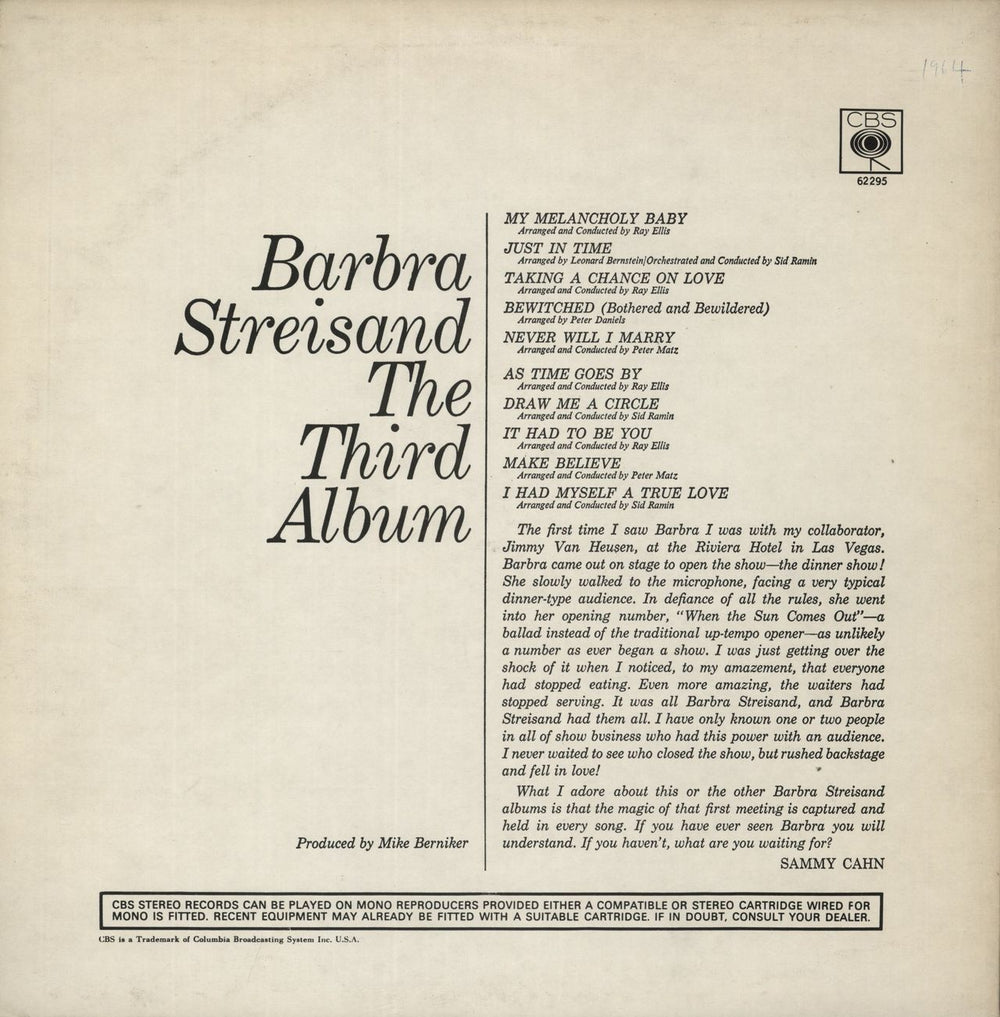 Barbra Streisand The Third Album - 2nd UK vinyl LP album (LP record)