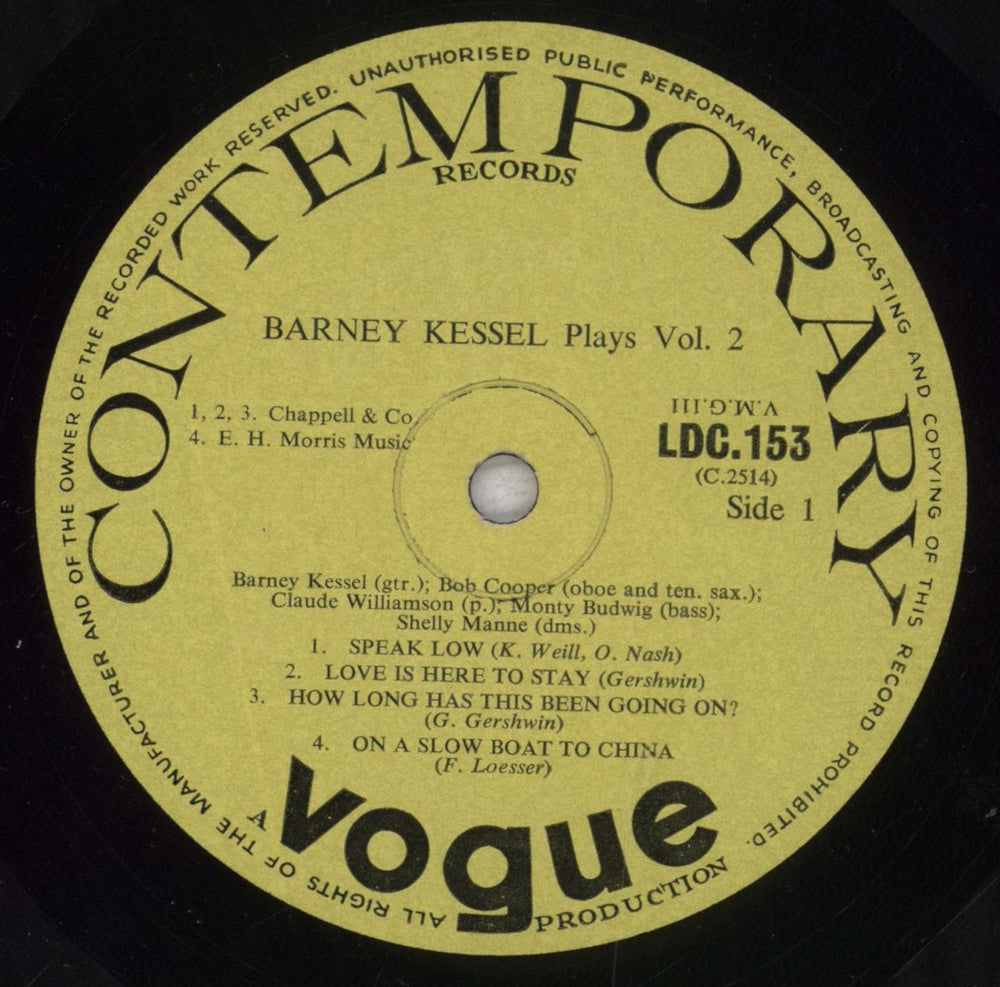 Barney Kessel Barney Kessel Volume 2 UK 10" vinyl single (10 inch record) BC010BA841368