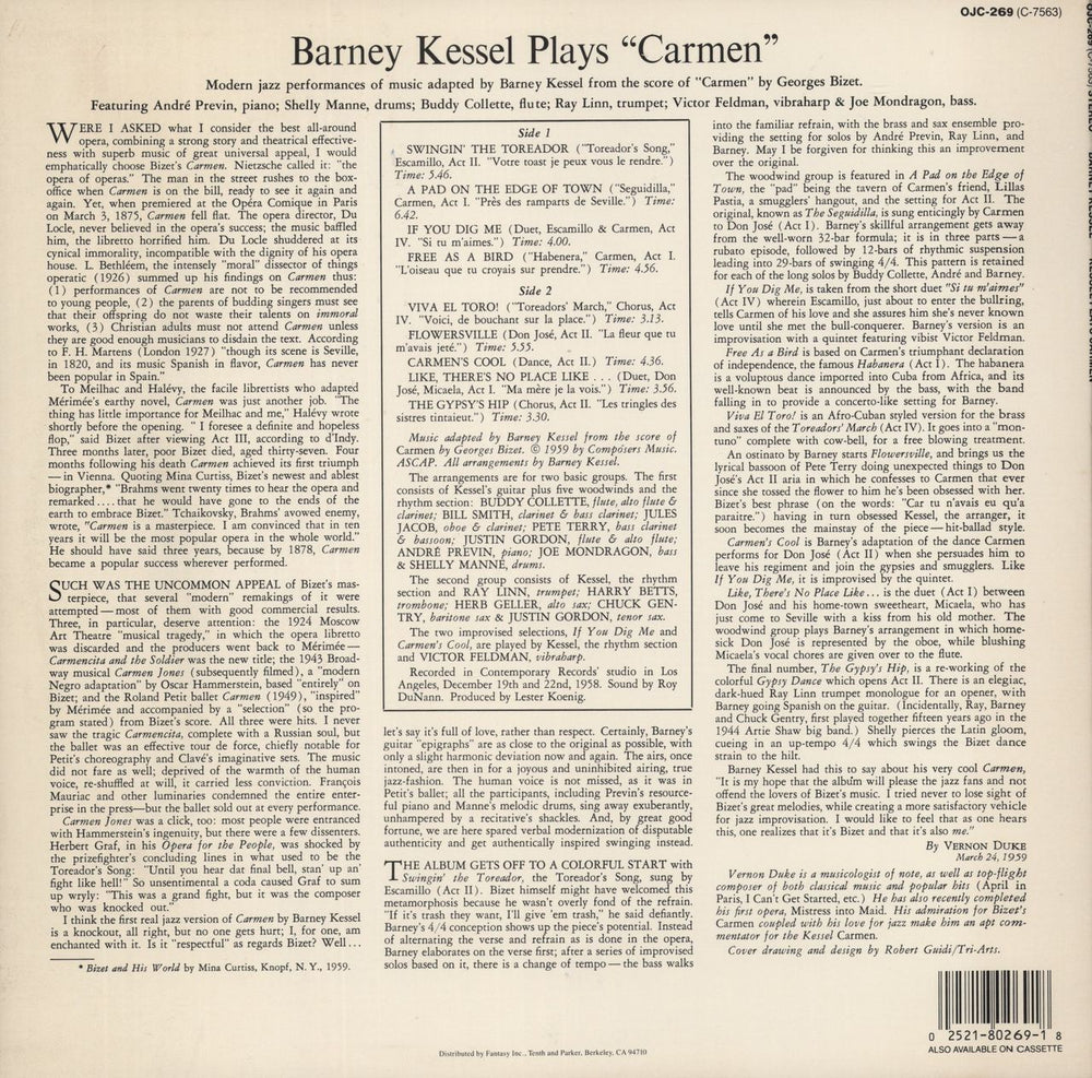 Barney Kessel Carmen US vinyl LP album (LP record)