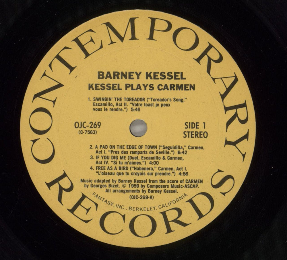Barney Kessel Carmen US vinyl LP album (LP record) BC0LPCA875624