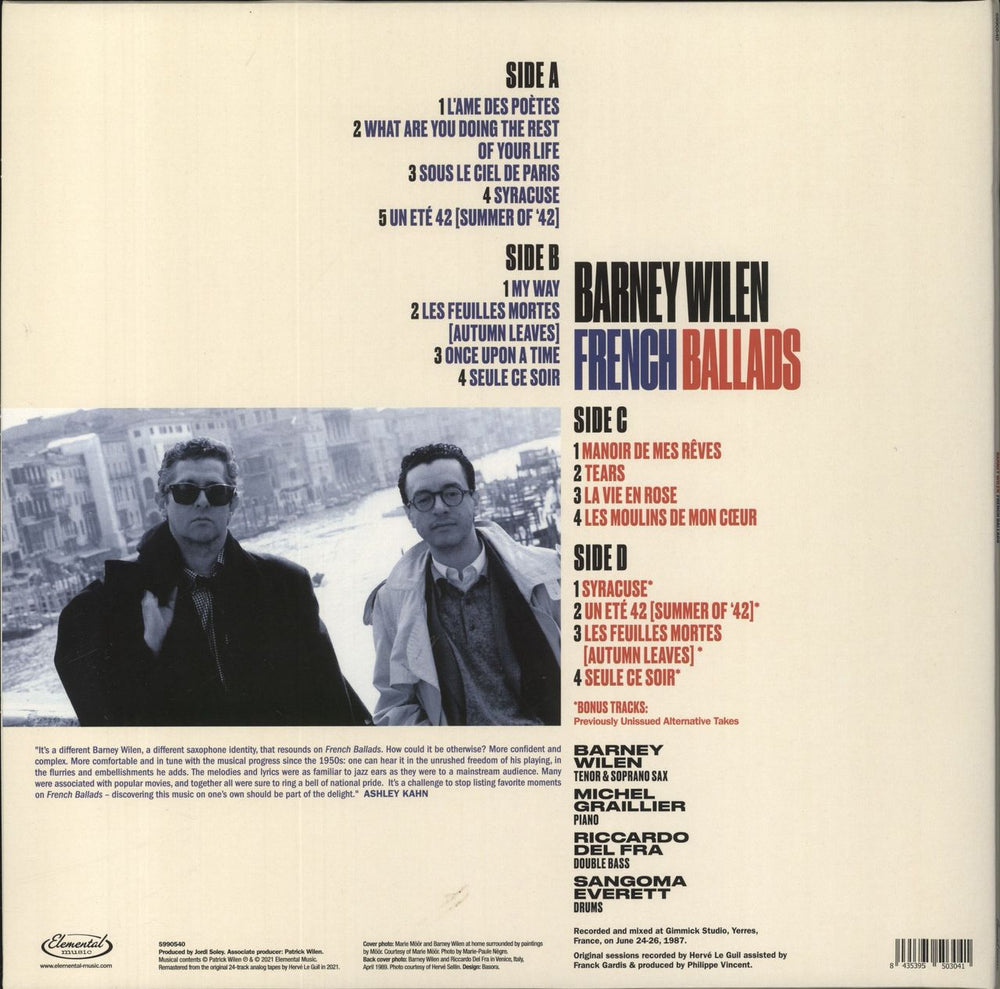 Barney Wilen French Ballads - Remastered 180 Gram UK 2-LP vinyl record set (Double LP Album) 843595503041