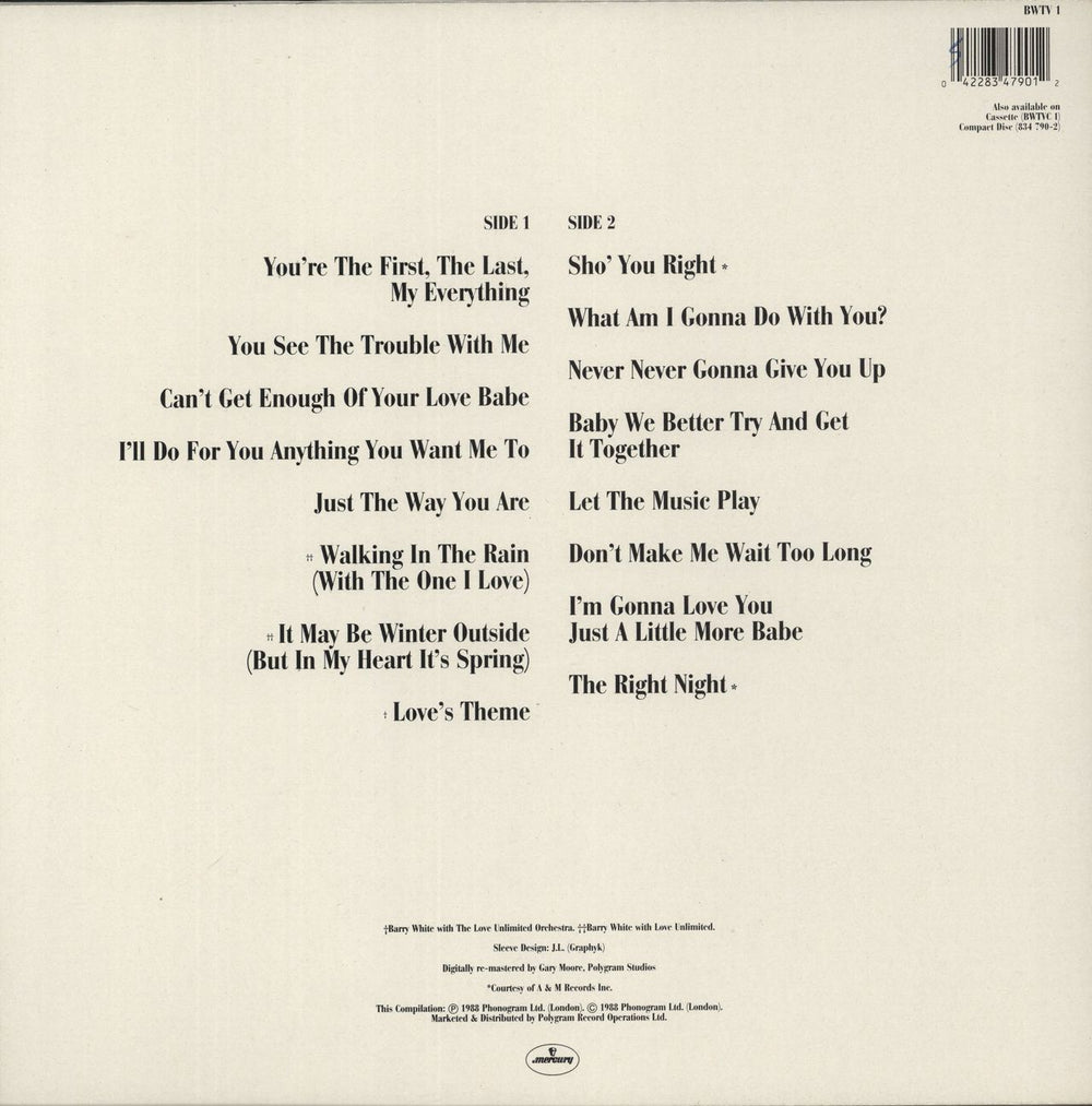 Barry White The Collection UK vinyl LP album (LP record) 042283479012