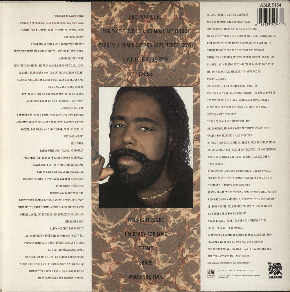 Barry White The Right Night And Barry White UK vinyl LP album (LP record) 082839515412