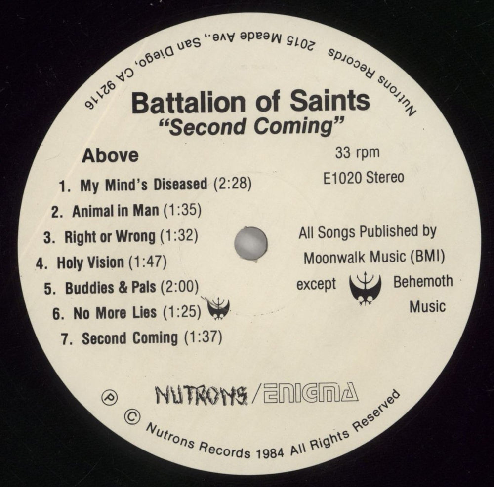 Battalion Of Saints Second Coming US vinyl LP album (LP record) BWCLPSE477618