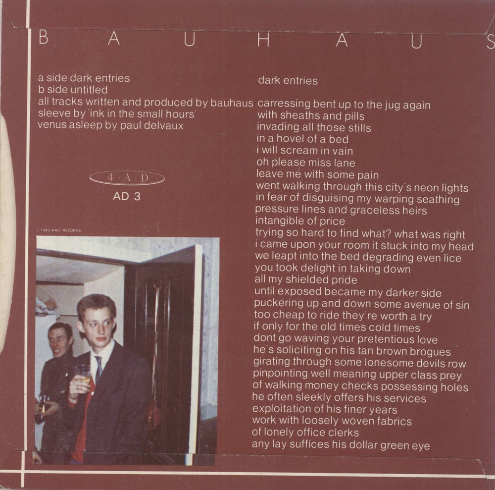 Bauhaus Dark Entries UK 7" vinyl single (7 inch record / 45)