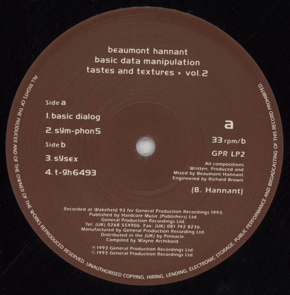 Beaumont Hannant Basic Data Manipulation: Tastes and Textures Vol. 2 UK Promo 2-LP vinyl record set (Double LP Album) C9E2LBA854197